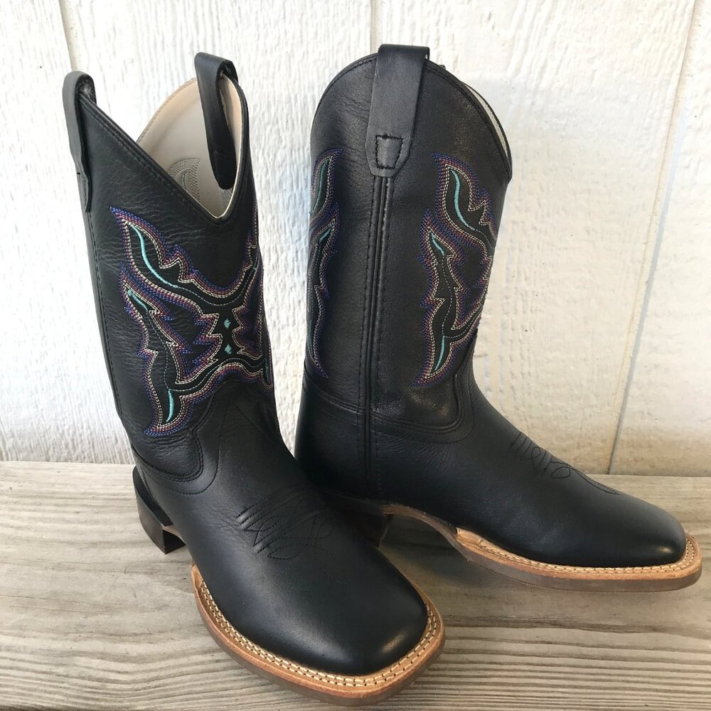 Shyanne Black Turquoise Embroidered Cowboy Western Boots Womens 5 W Youth 3 D